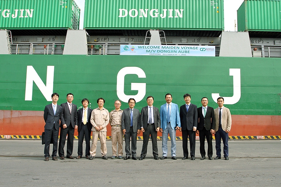 Hãng tàu Dongjin Shipping (Transimex làm đại lý) đón tàu Dongjin Aube đến Hải Phòng chuyến đầu tiên